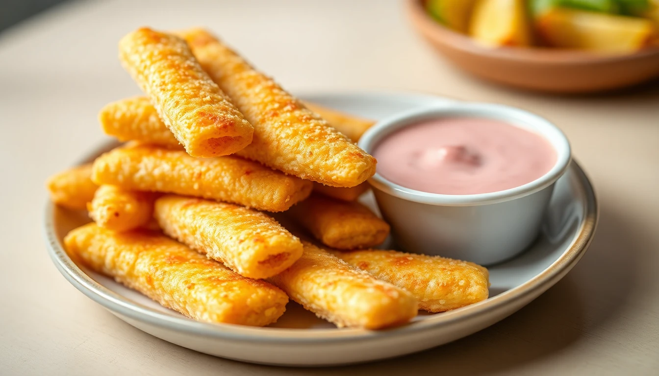 Plato de tequeños con salsa